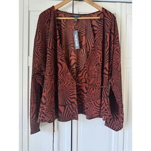 🌟🌟🌟 NEW with tag MODCLOTH wrap top blouse shirt Size XL.